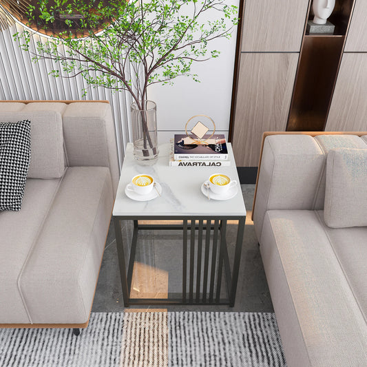 Modern living room with gray sectional sofa, coffee table, and decorative elements.