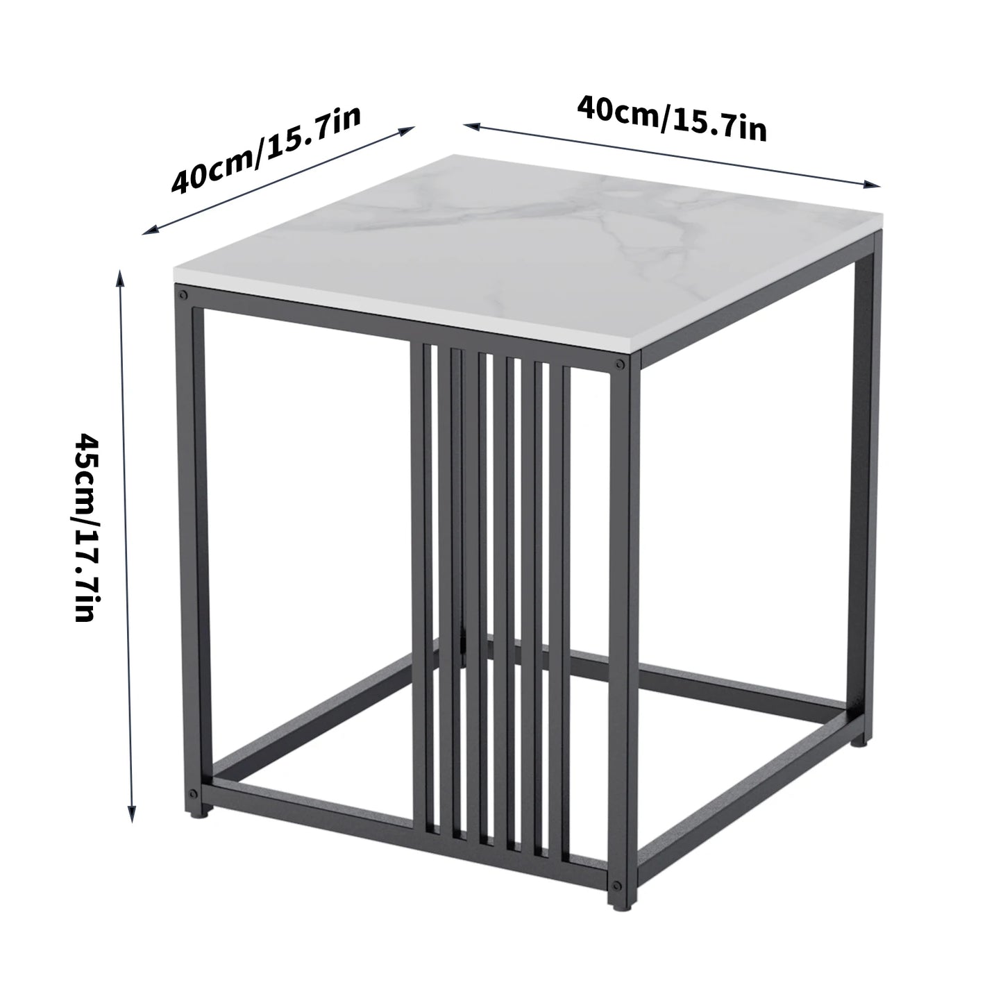 Small table with dimensions labeled on a white background