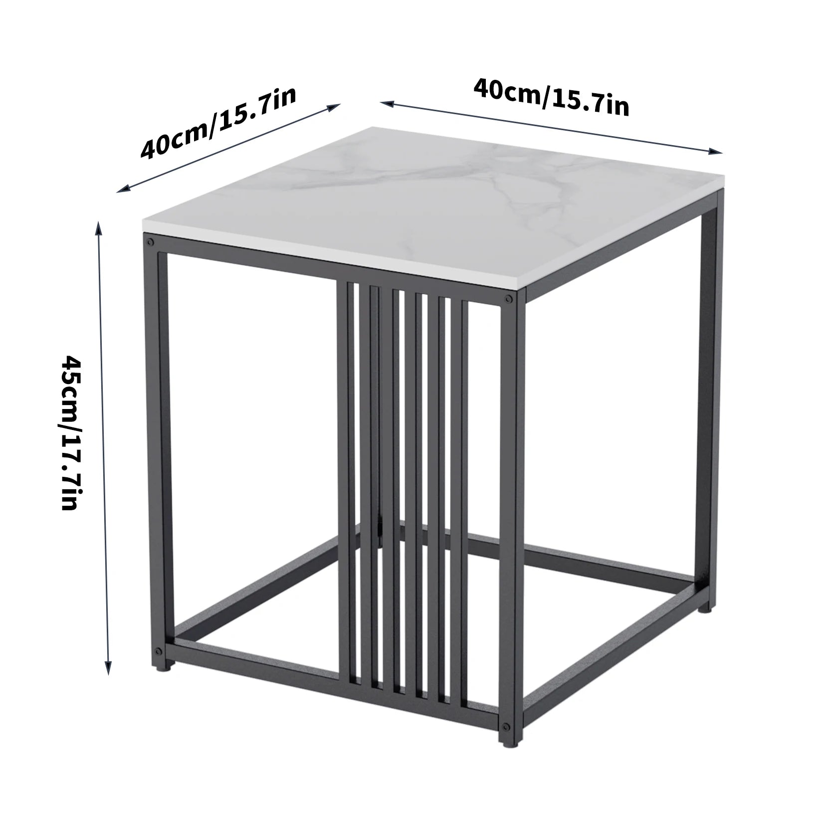 Small table with dimensions labeled on a white background