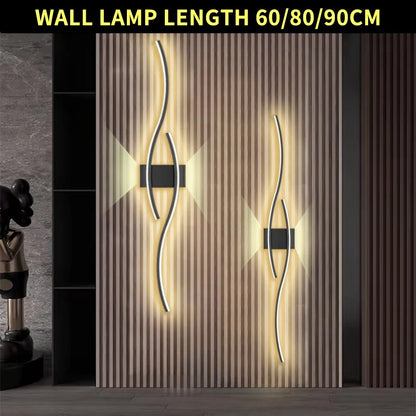 Modern LED Wall Lamp – Remote-Controlled, Dimmable Light for Living Room, Bedroom & Hallways (Black/Gold, 60–100cm)