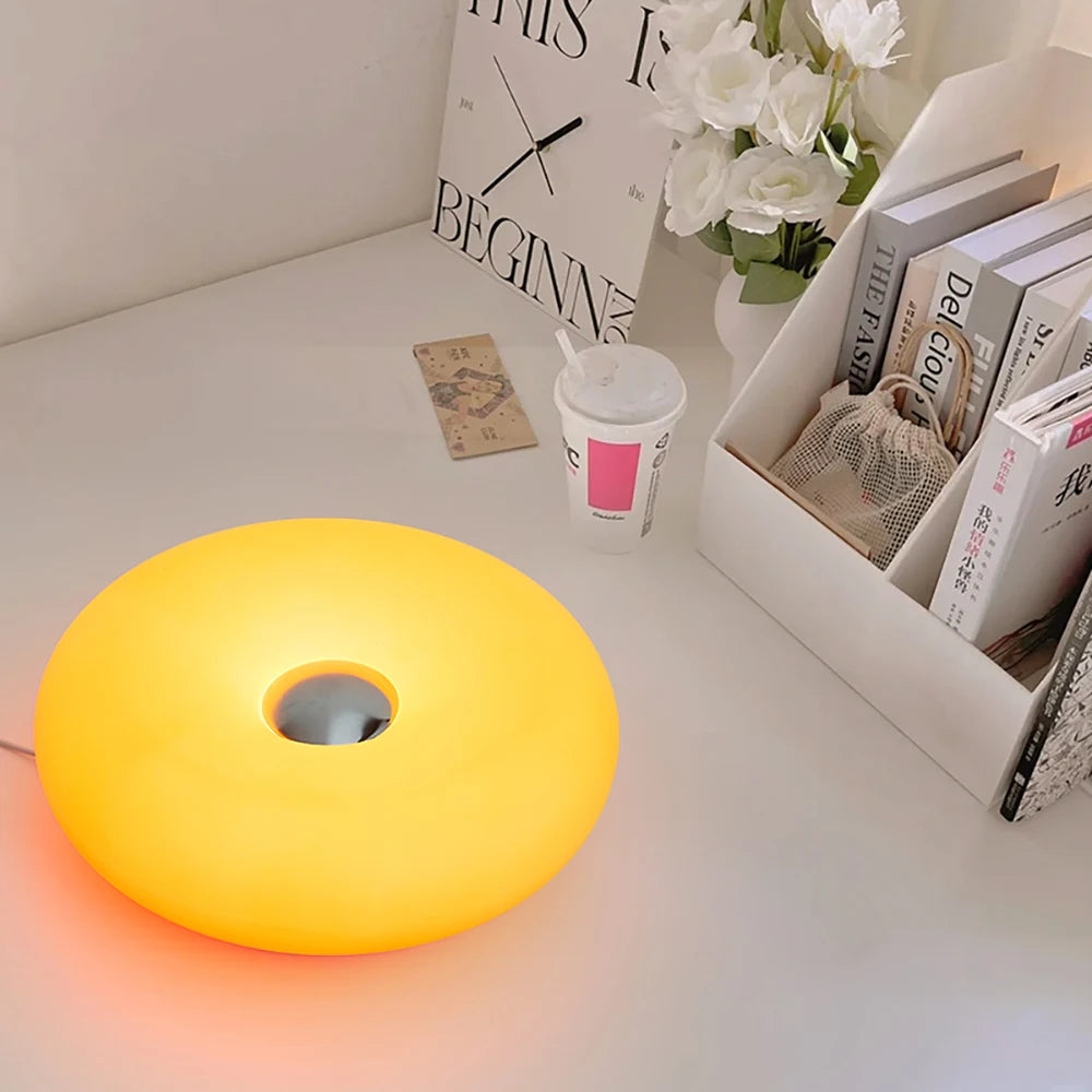 GlowLoop Donut LED Touch Lamp – Minimalist USB Night Light with RGB & Warm Light Modes