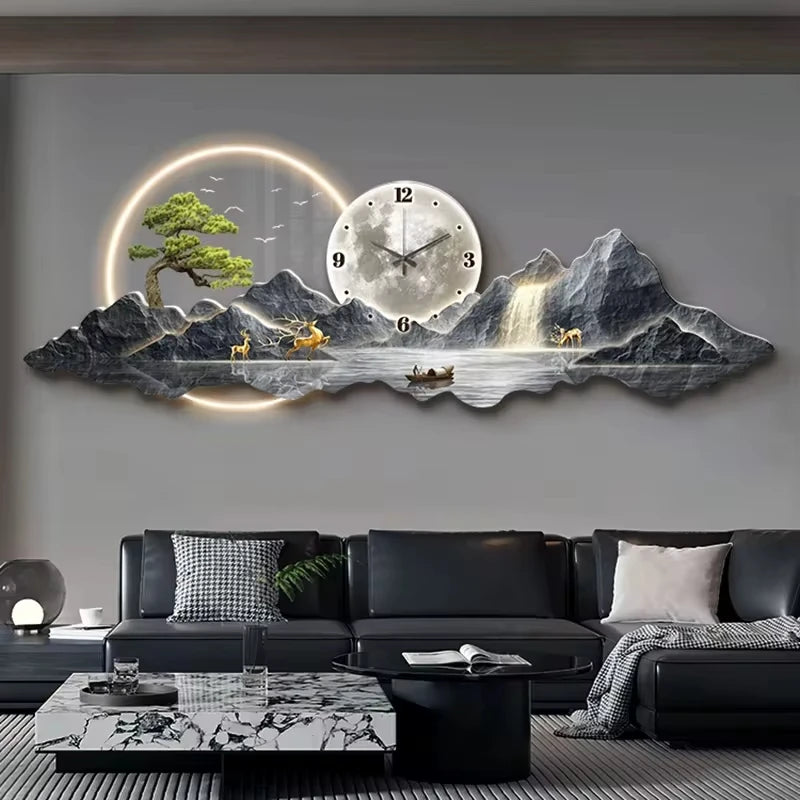Elegant LED Luminous Mountainscape Wall Clock