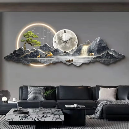 Elegant LED Luminous Mountainscape Wall Clock