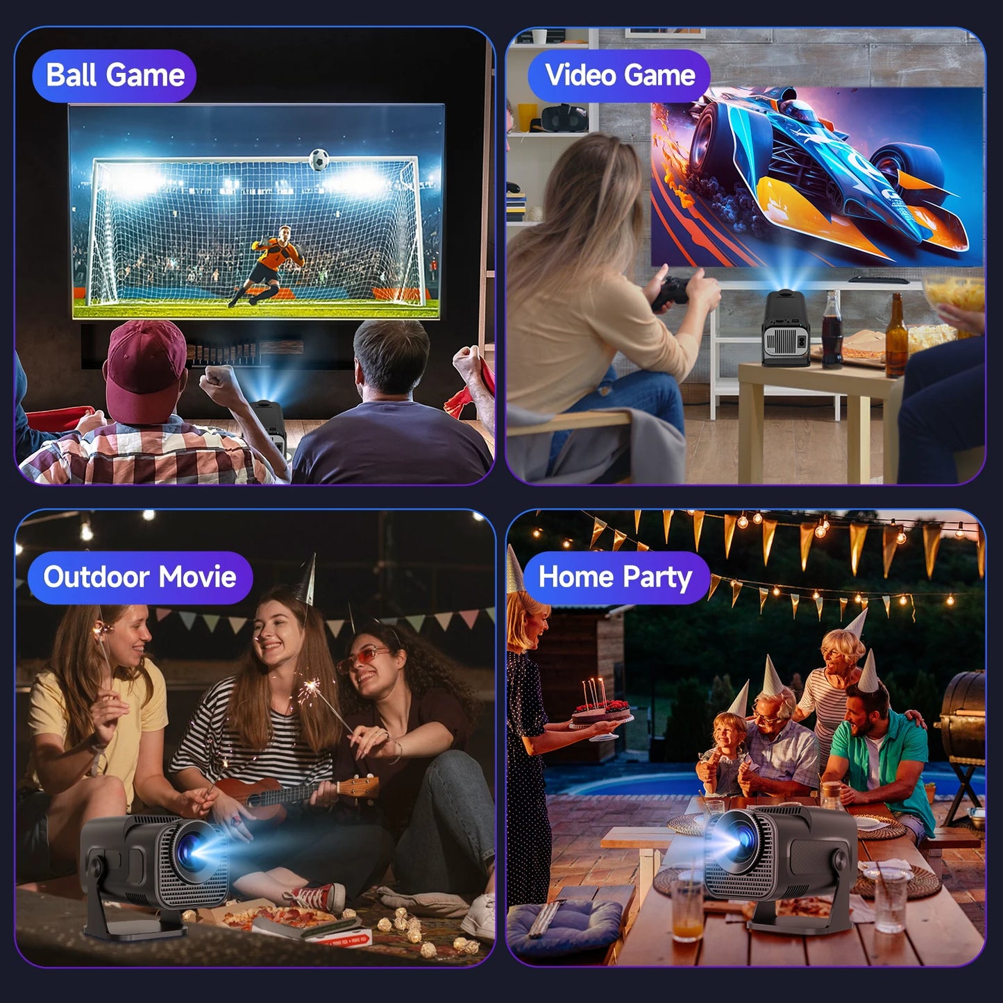 HY320 Mini Projector – Native 720P, 300 ANSI, Wi-Fi 6, Bluetooth 5.0, Android 11, 200” Display