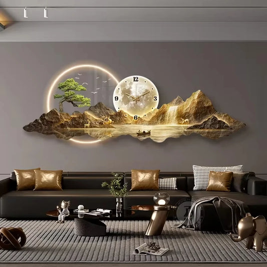 Elegant LED Luminous Mountainscape Wall Clock