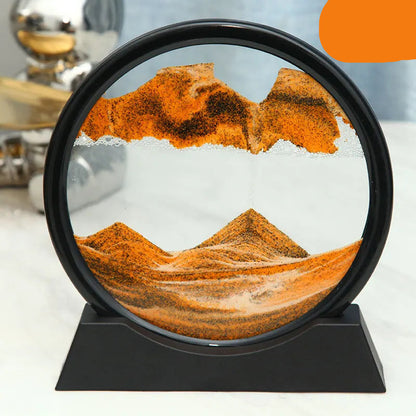3D Moving Sand Art Frame – Round Glass Sandscape Painting for Office & Home Decor (18cm)