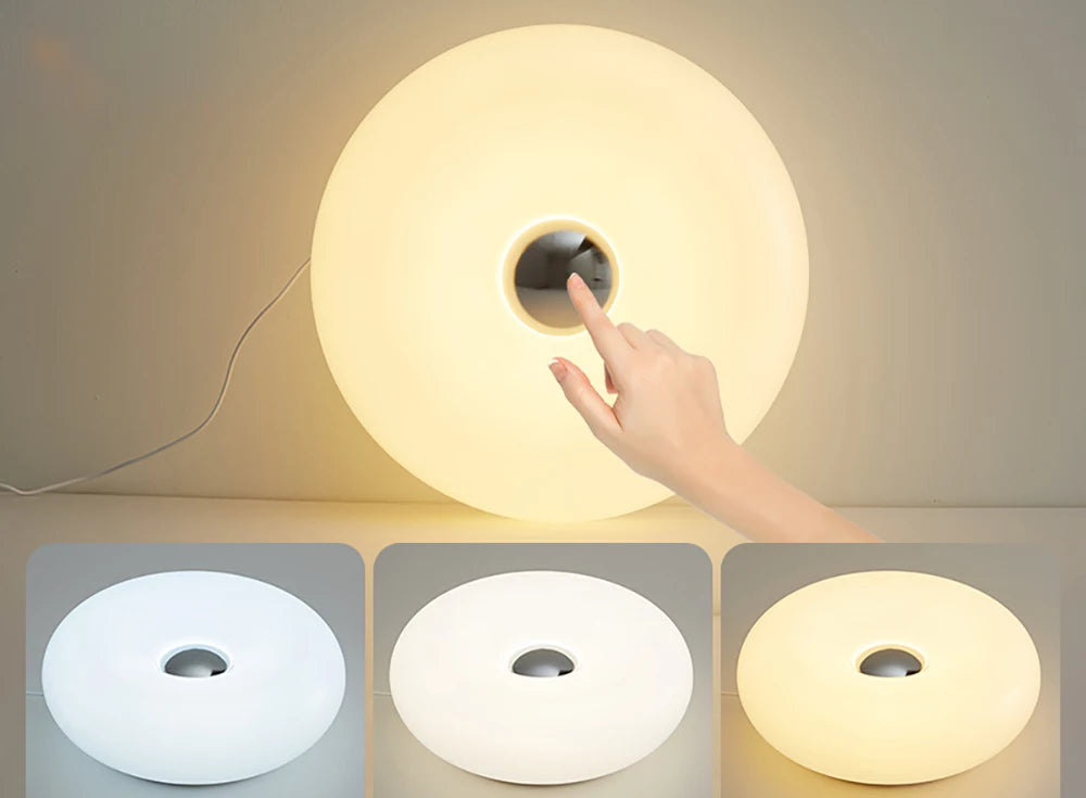 GlowLoop Donut LED Touch Lamp – Minimalist USB Night Light with RGB & Warm Light Modes