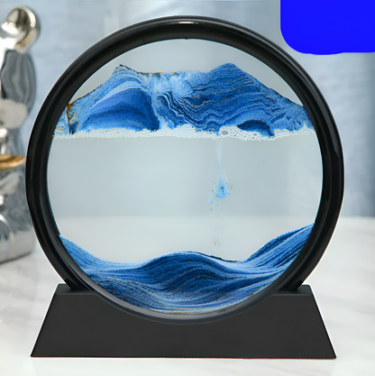 3D Moving Sand Art Frame – Round Glass Sandscape Painting for Office & Home Decor (18cm)