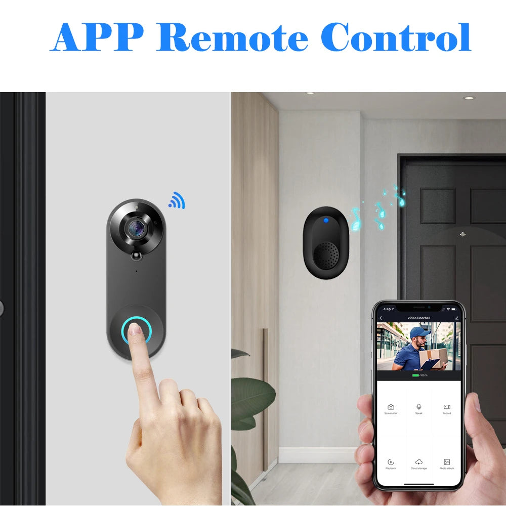 WiFi Smart Video Doorbell – 1080P Full HD | PIR Motion Detection | Two-Way Audio | Secure Cloud Storage