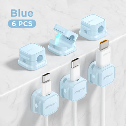 Joyroom Magnetic Cable Clips – 6 Pack Adjustable Cord Holders for Desk, Wall & Car | Self-Adhesive & No-Residue