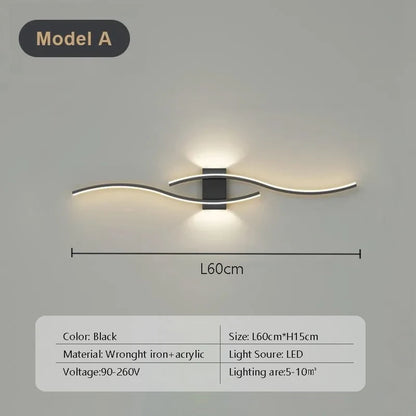 Modern LED Wall Lamp – Remote-Controlled, Dimmable Light for Living Room, Bedroom & Hallways (Black/Gold, 60–100cm)