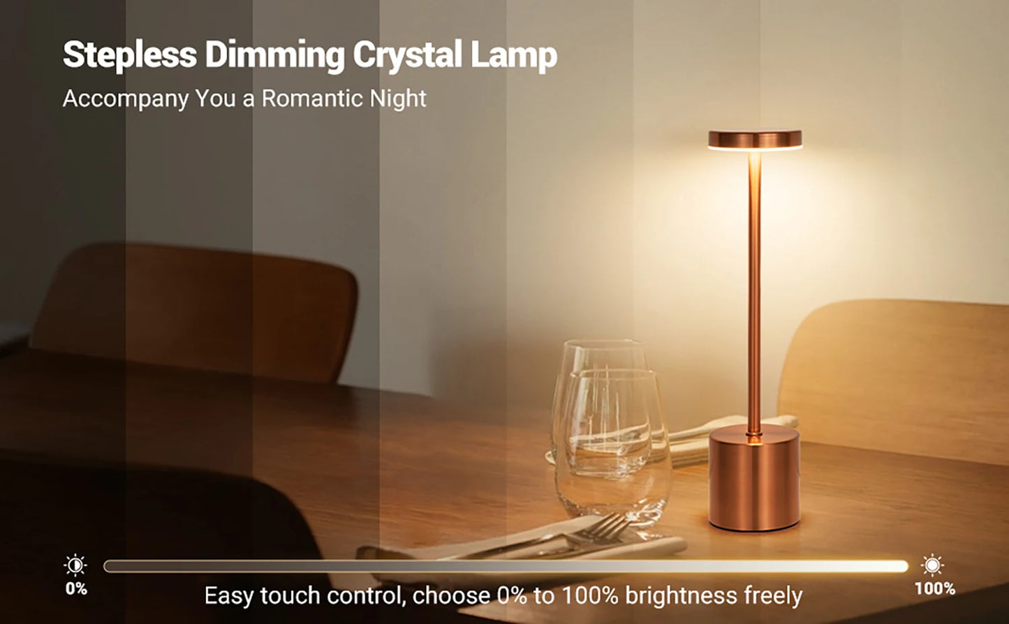 LED Touch Table Lamp – Rechargeable, Wireless, Dimmable Bedside Light for Home, Restaurant & Office