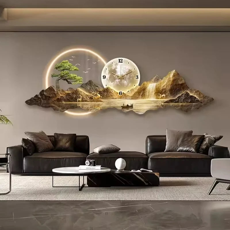 Elegant LED Luminous Mountainscape Wall Clock