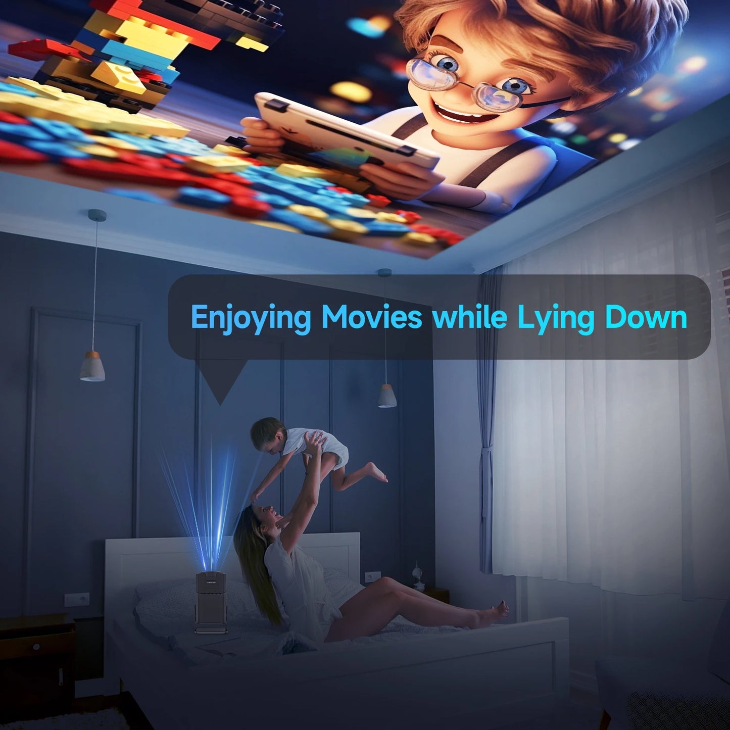 HY320 Mini Projector – Native 720P, 300 ANSI, Wi-Fi 6, Bluetooth 5.0, Android 11, 200” Display