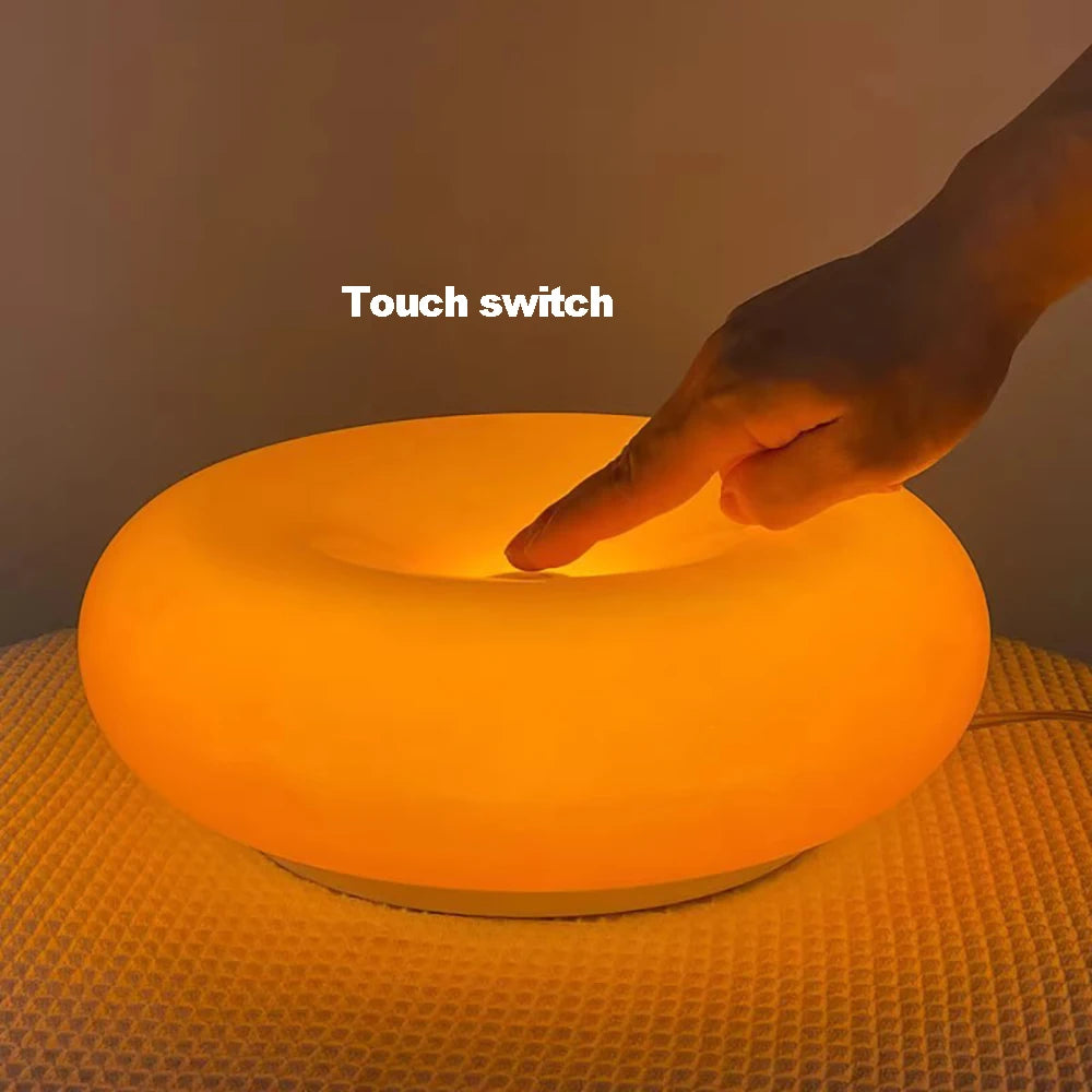 GlowLoop Donut LED Touch Lamp – Minimalist USB Night Light with RGB & Warm Light Modes