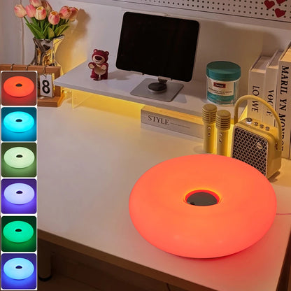GlowLoop Donut LED Touch Lamp – Minimalist USB Night Light with RGB & Warm Light Modes
