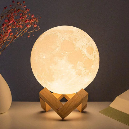 8.5cm LED Moon Lamp – 7 Color Changing Night Light with Stand | Battery Powered for Kids, Gifts & Bedroom Decor