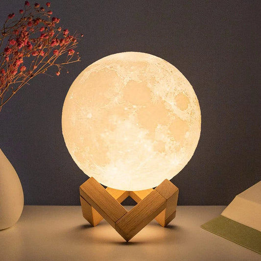 8.5cm LED Moon Lamp – 7 Color Changing Night Light with Stand | Battery Powered for Kids, Gifts & Bedroom Decor