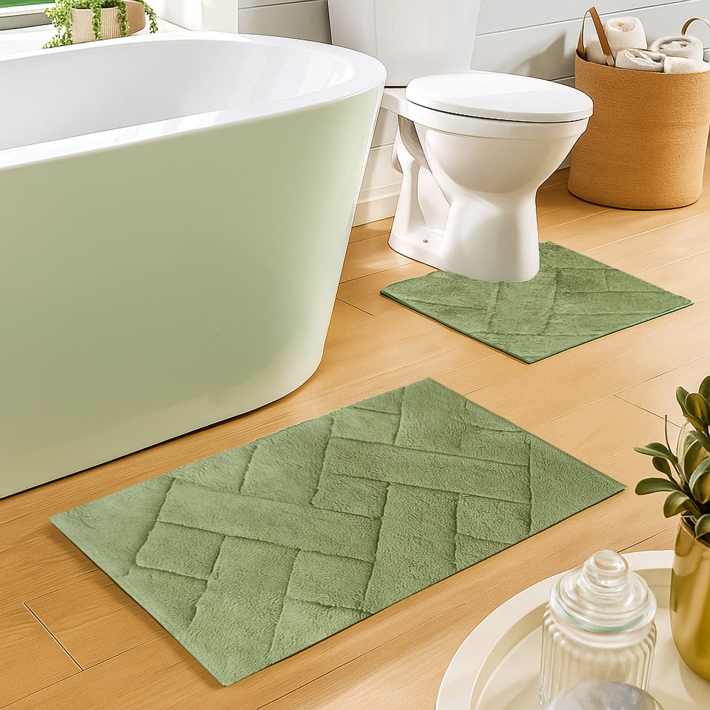 Bali Bath Mat & Pedestal Set Luxurious Super Absorbent Extra-Soft Cotton Mats for Bathroom Comfort and Style in Multiple Colours