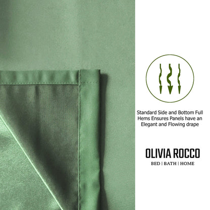 Diamante Sage Green Blackout Eyelet Curtains with Tie Backs Blackout Thermal Ring Top Window Dressings
