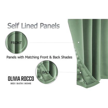 Diamante Sage Green Blackout Eyelet Curtains with Tie Backs Blackout Thermal Ring Top Window Dressings