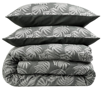 Leaf Jacquard Reversible Duvet Cover Sets in Grey and Pink with Cotton Blend for Ultimate Comfort Eco-Friendly Bedding in King Queen Double Single Sizes