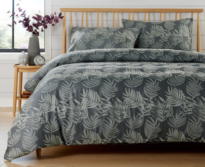 Leaf Jacquard Reversible Duvet Cover Sets in Grey and Pink with Cotton Blend for Ultimate Comfort Eco-Friendly Bedding in King Queen Double Single Sizes