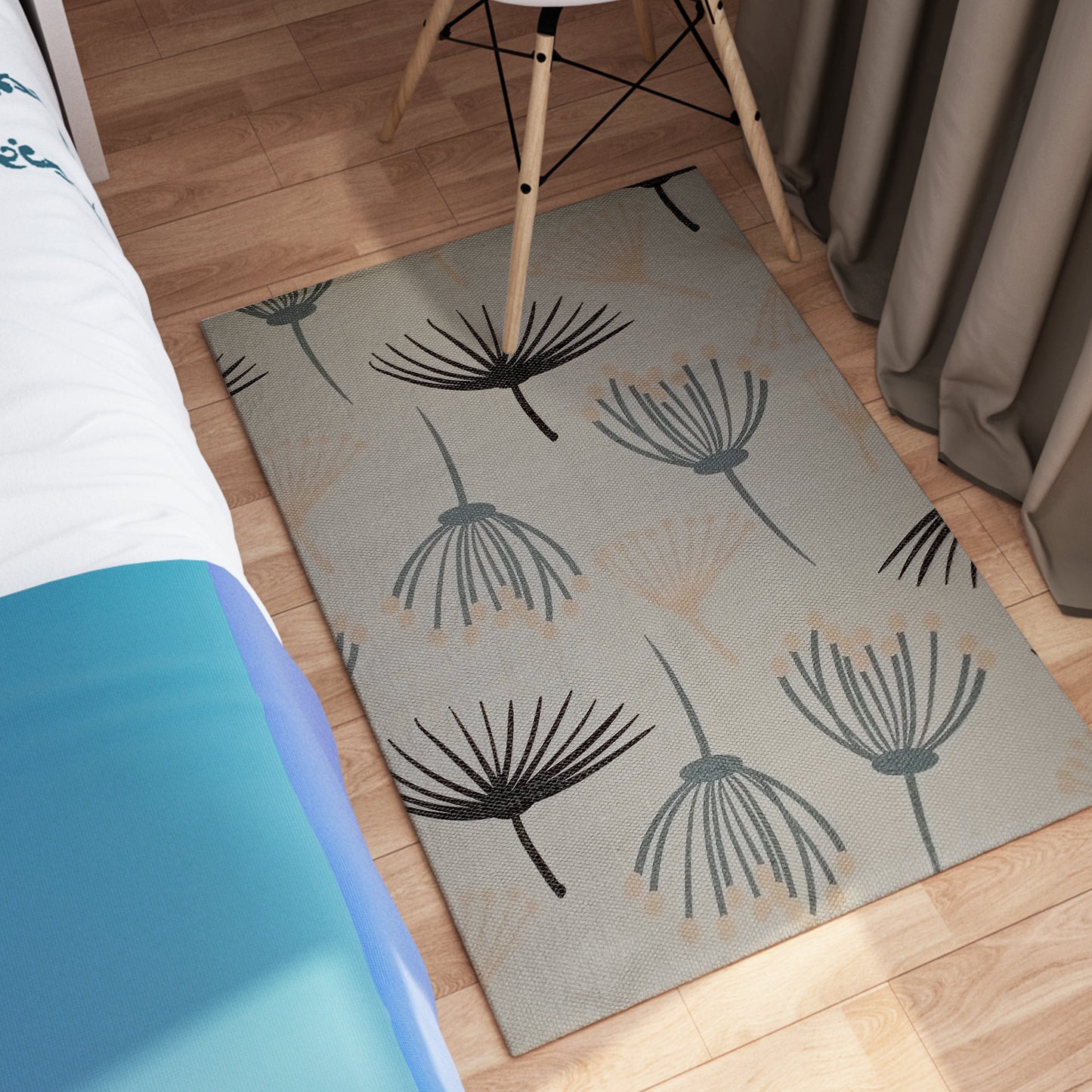 Printed Rug Nina Design Modern Non-Slip Soft Durable Floor Rug for Living Room Bedroom Office