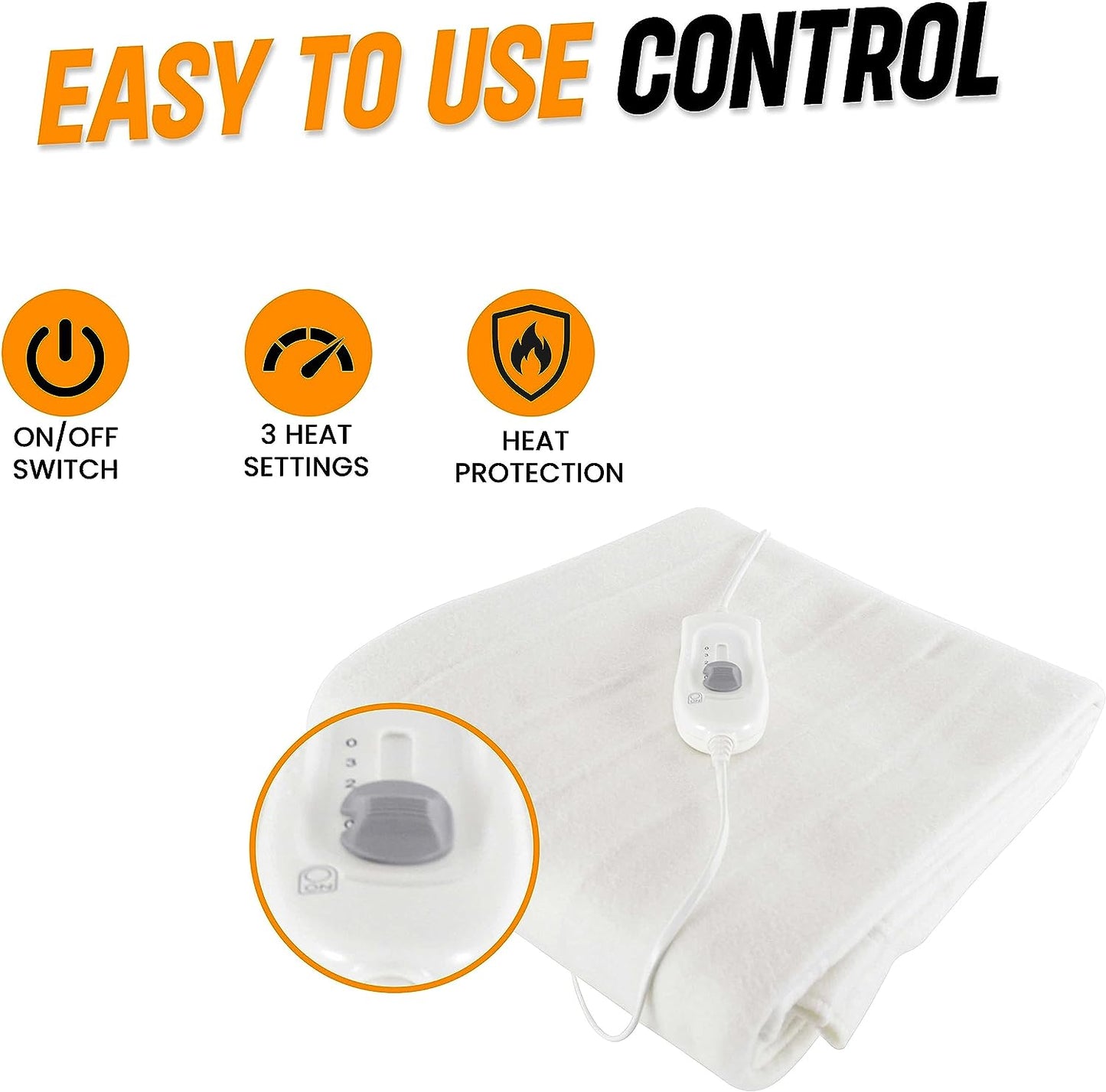 Ultra Soft Electric Heated Underblanket with Adjustable Heat Settings & Overheat Protection in Single Double King Sizes
