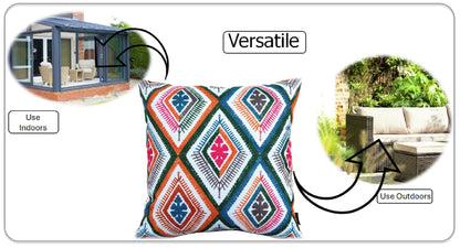 Vibrant Meze Outdoor Waterproof Garden Bench Patio and Indoor Cushions Durable Polyester Hollow-Fibre Filled 43x43 cm